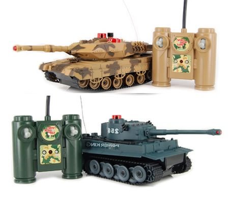 Set of 2 Full Size Infrared Remote Control RC Battle Tanks